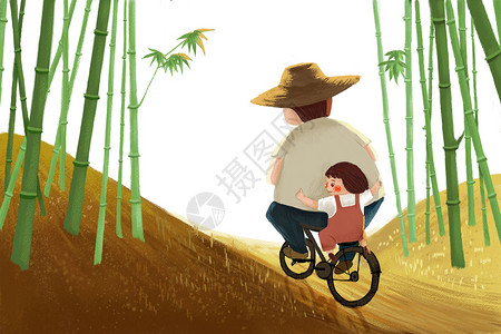 自行车夕阳童年的回忆之回家插画