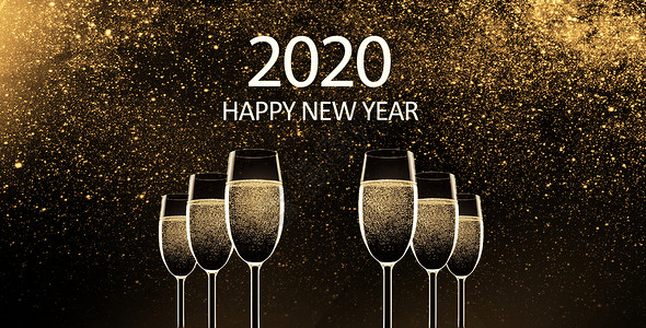 香槟庆祝新年2020新年快乐设计图片