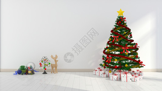 清新风格礼盒简约灰色系圣诞派对室内家居背景设计图片