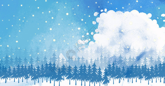 冬季森林插画背景图片