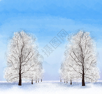 雪山风光全景图冬季雪景插画
