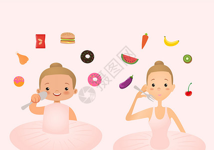 食物美女饮食健康减肥背景插画