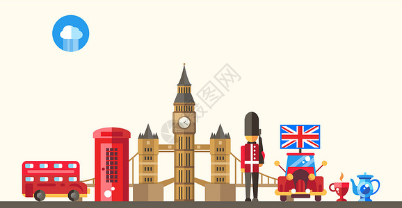 英国旗英国之旅插画