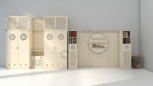 木质储物柜简约清新室内卧室家居背景设计图片