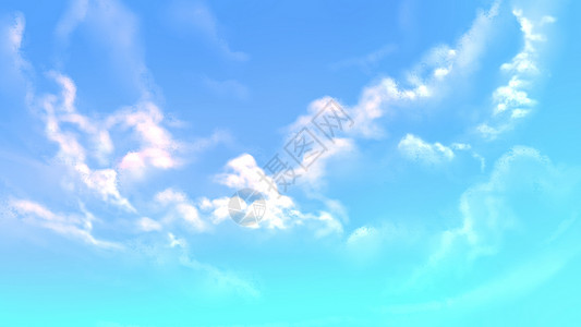 蓝天蓝色彩色天空白色云插画