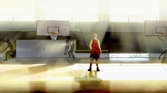 篮球运动员灌篮热血篮球插画