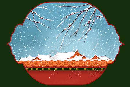 冬季雪景唯美小清新简约冬天的火车插画高清图片