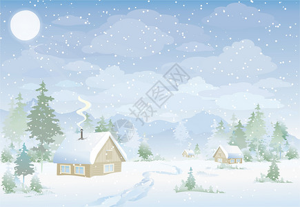 冰裂素材冬日雪景插画