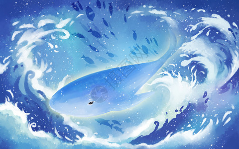 海浪中的鲸鱼背景图片