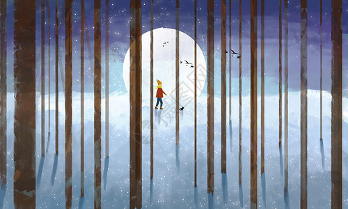 梦幻雪地森林背景图片