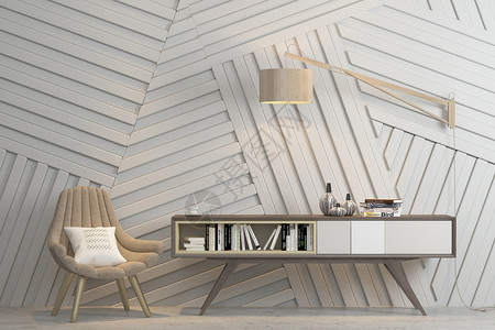 室内木室内场景北欧风休闲椅设计图片