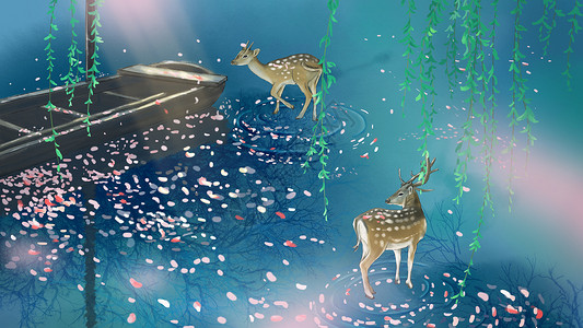 鹿与舟两只小鹿高清图片