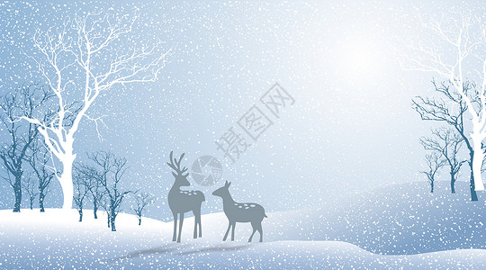 雪地里的梅花鹿背景图片