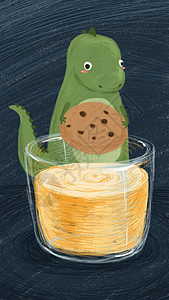 吃饼干恐龙动物插画插画