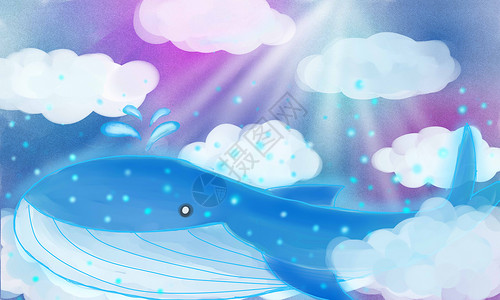 白云鲸鱼背景图片