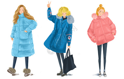 女装风衣冬季时尚女装插画