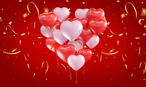 红色爱心情人节背景背景图片