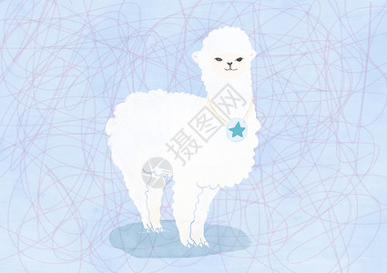 可爱小羊驼小绵羊插画素材插画
