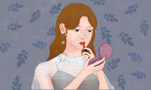 美女化妆插画背景图片