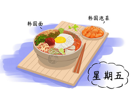韩国火鸡面星期五 美食插画