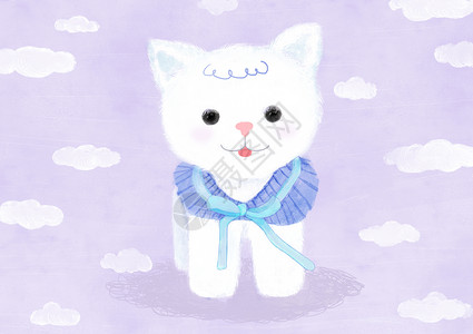 白猫ps素材可爱动物插画插画