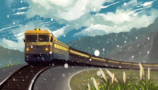 瑞士火车春运回家插画