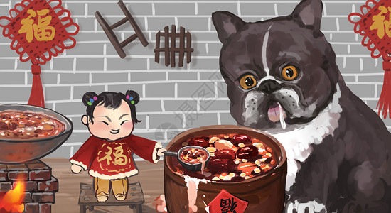 中国厨房腊八粥插画