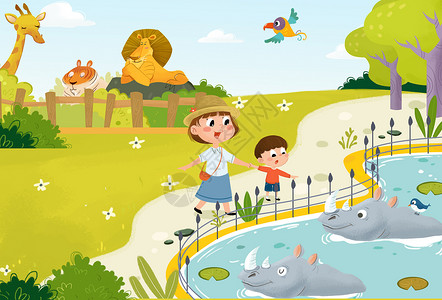 动物园开学季动物园插画