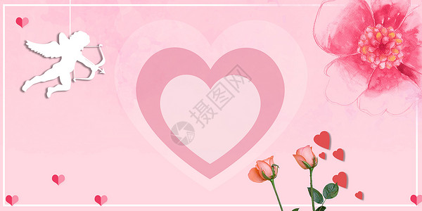粉红色箭头情人节设计图片