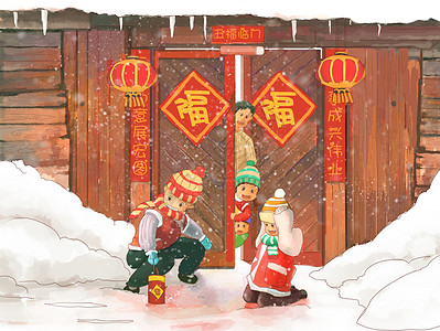 春季鞭炮新年放鞭炮插画