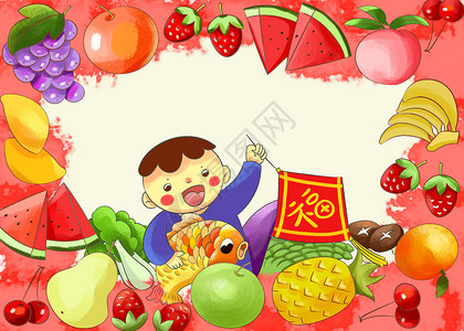 春节食品素材年货节插画