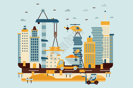 生态环境建设城市建筑建设扁平插画