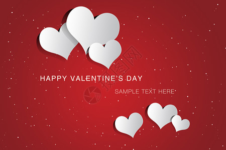 心型促销标签红色情人节卡片模板与白色的心设计图片