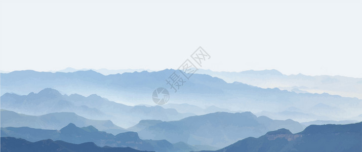 风景墙绘中国风山水插画