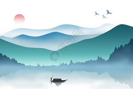 中国风插画空之境界素材高清图片