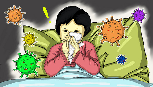 病魔流感插画
