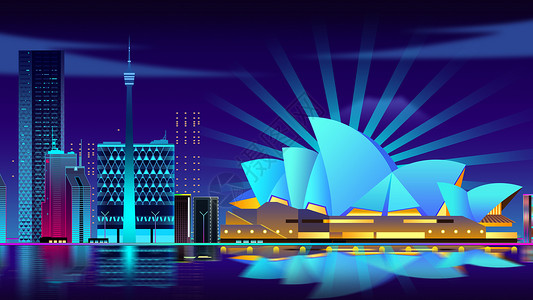 悉尼夜景背景图片