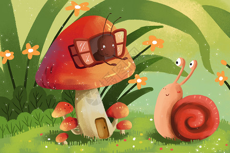 动物蜗牛可爱昆虫插画插画