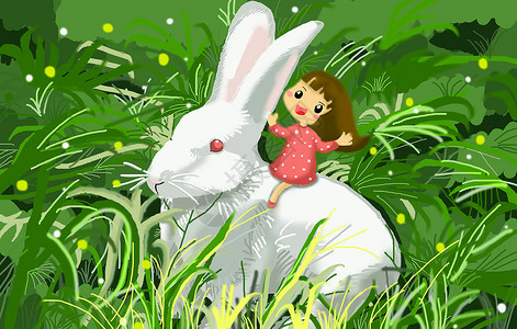 兔子和女孩图片