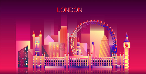 伦敦奥运会伦敦炫彩建筑插画