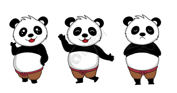 卡通形象设计熊猫表情包设计插画