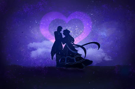 紫色星空情人节背景图片