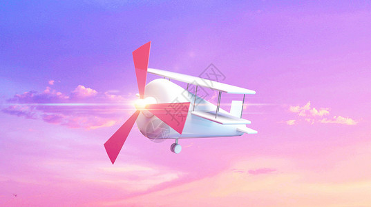 卡通螺旋桨飞机卡通飞机绚丽背景设计图片