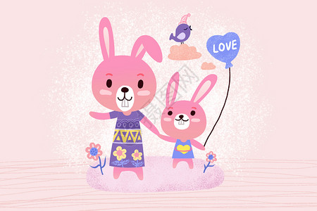 兔子手绘插画背景图片