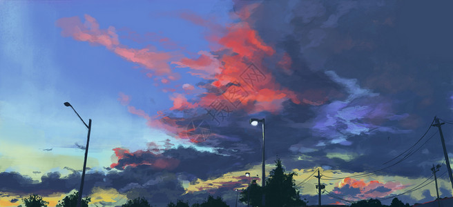 夕阳风景背景图片