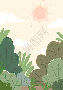 热带绿植手机屏保春天风景插画