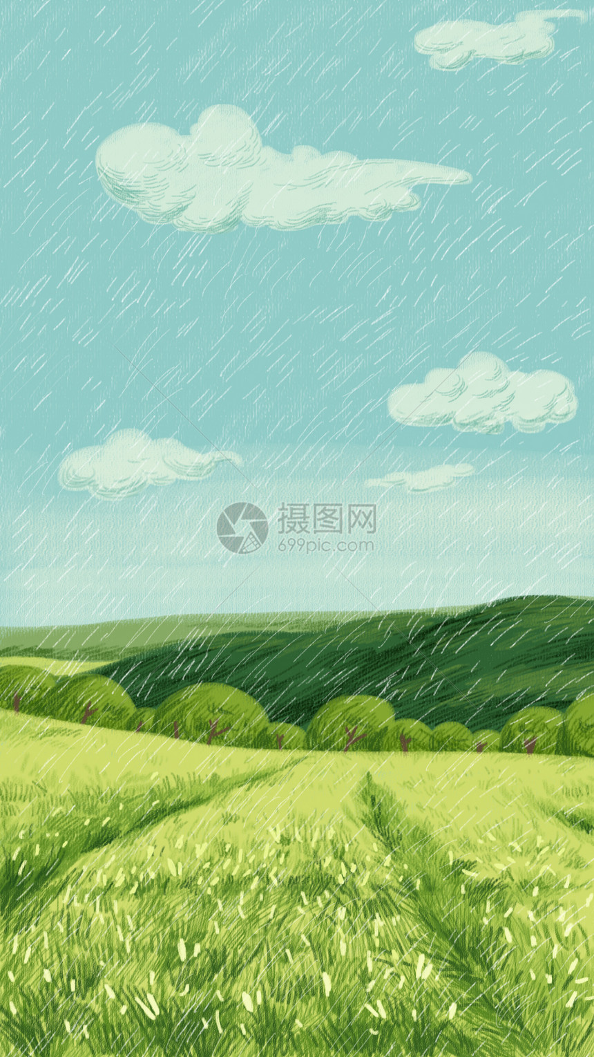 二十四节气谷雨插画图片