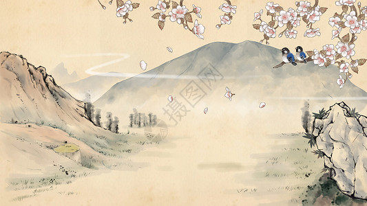 春季水墨背景背景图片