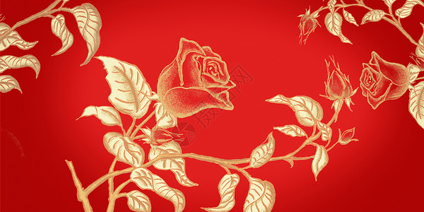 复古玫瑰背景插画背景图片