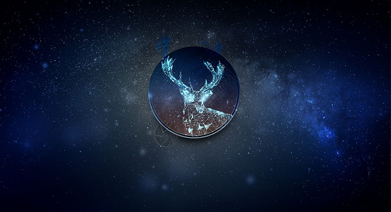 高清鹿角素材星空麋鹿概念图片设计图片